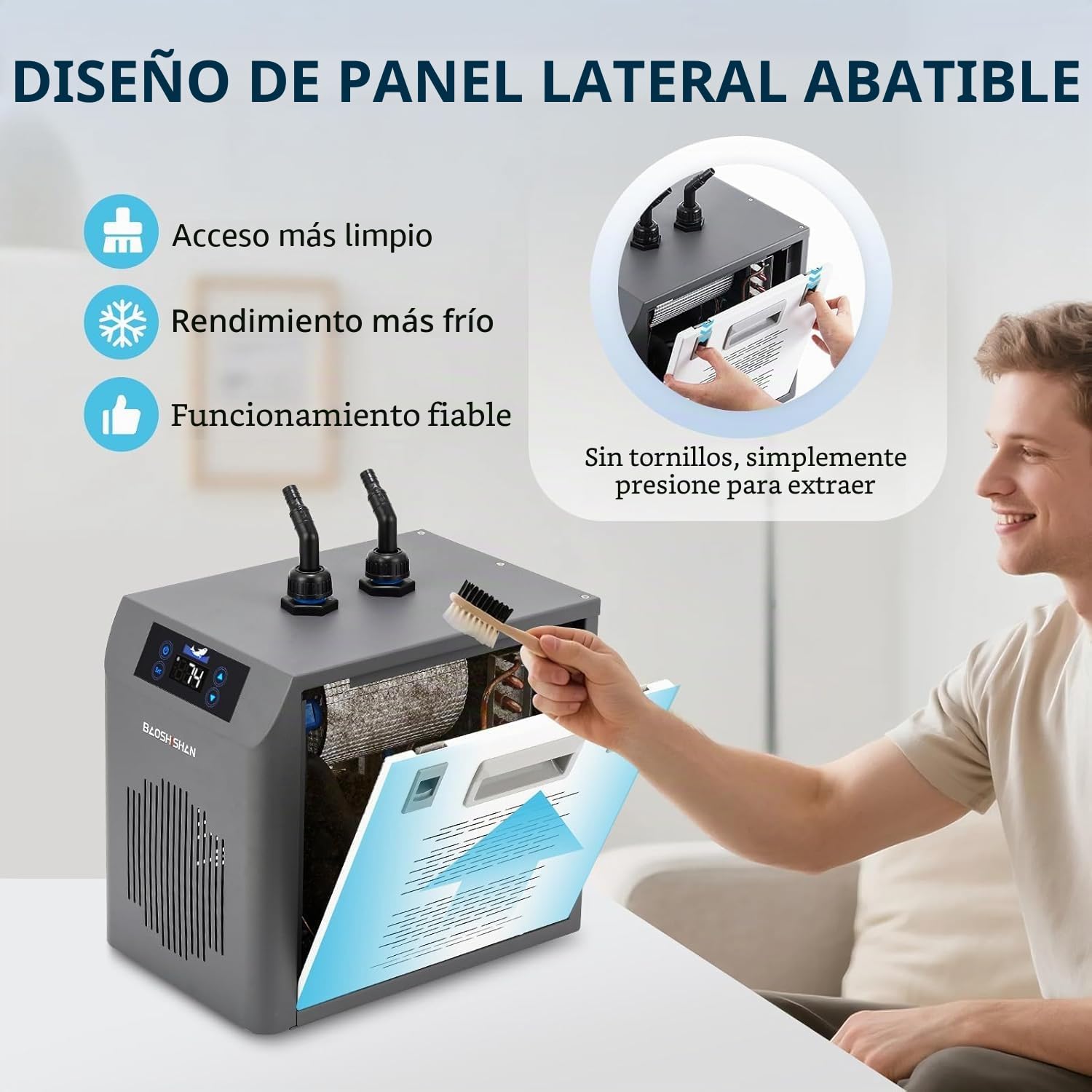 BAOSHISHAN Enfriador de agua para acuarios 20-26°C Enfriador de acuarios con pantalla táctil para pecera de 160 litros
