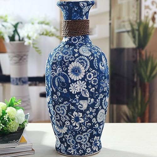 Miniatura 3 de fanquare Jarrón decorativo de cerámica, florero floral moderno hecho a mano, accesorios de oficina en casa, altura 9.8 pulgadas