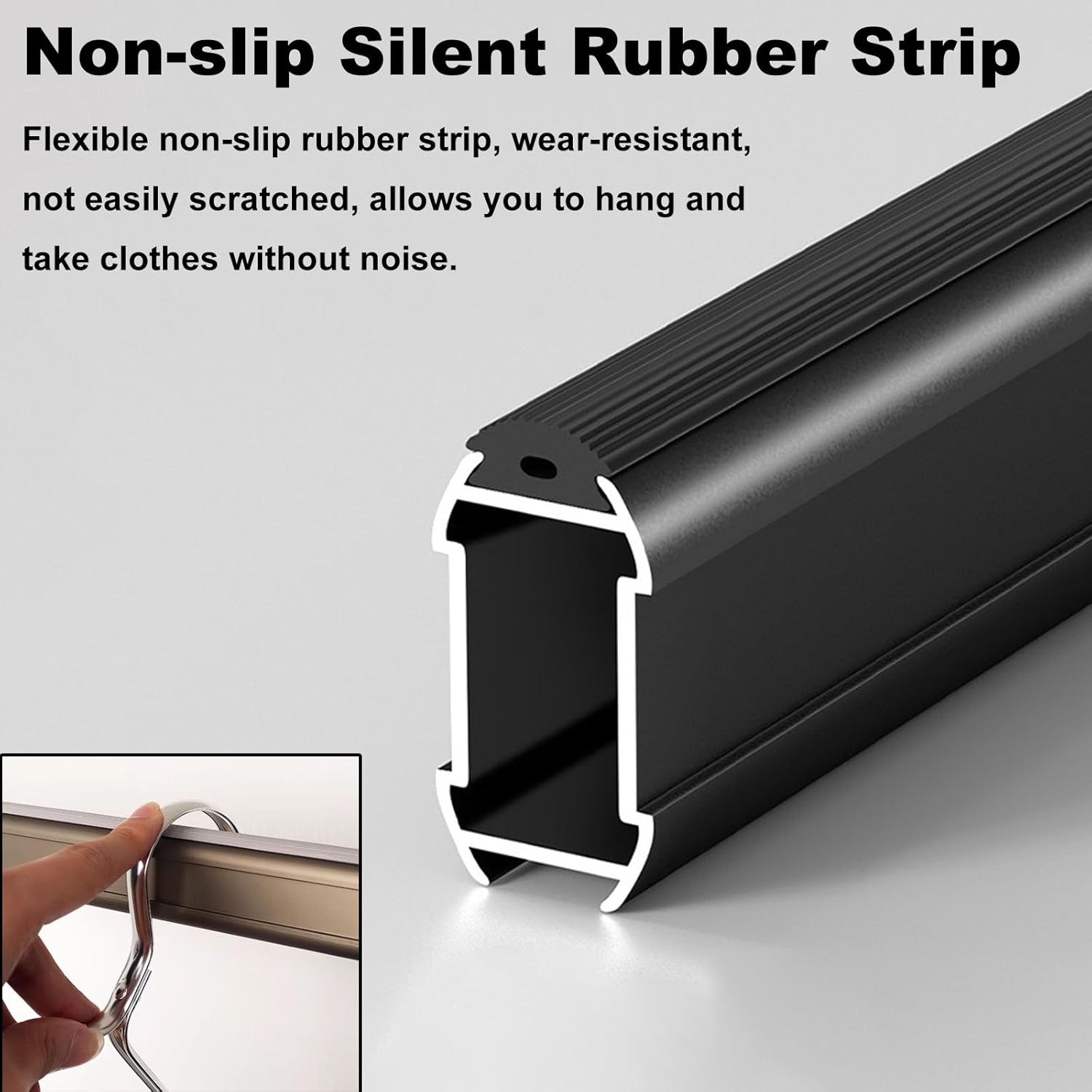 Ceiling Mounted Closet Extender Hanging Rod for Shallow Cabinets/Wardrobes, Adjustable Cupboard Rod Bracket with Socket Set, Heavy-duty Clothes Hanging(Black,26cm/10.2in L)