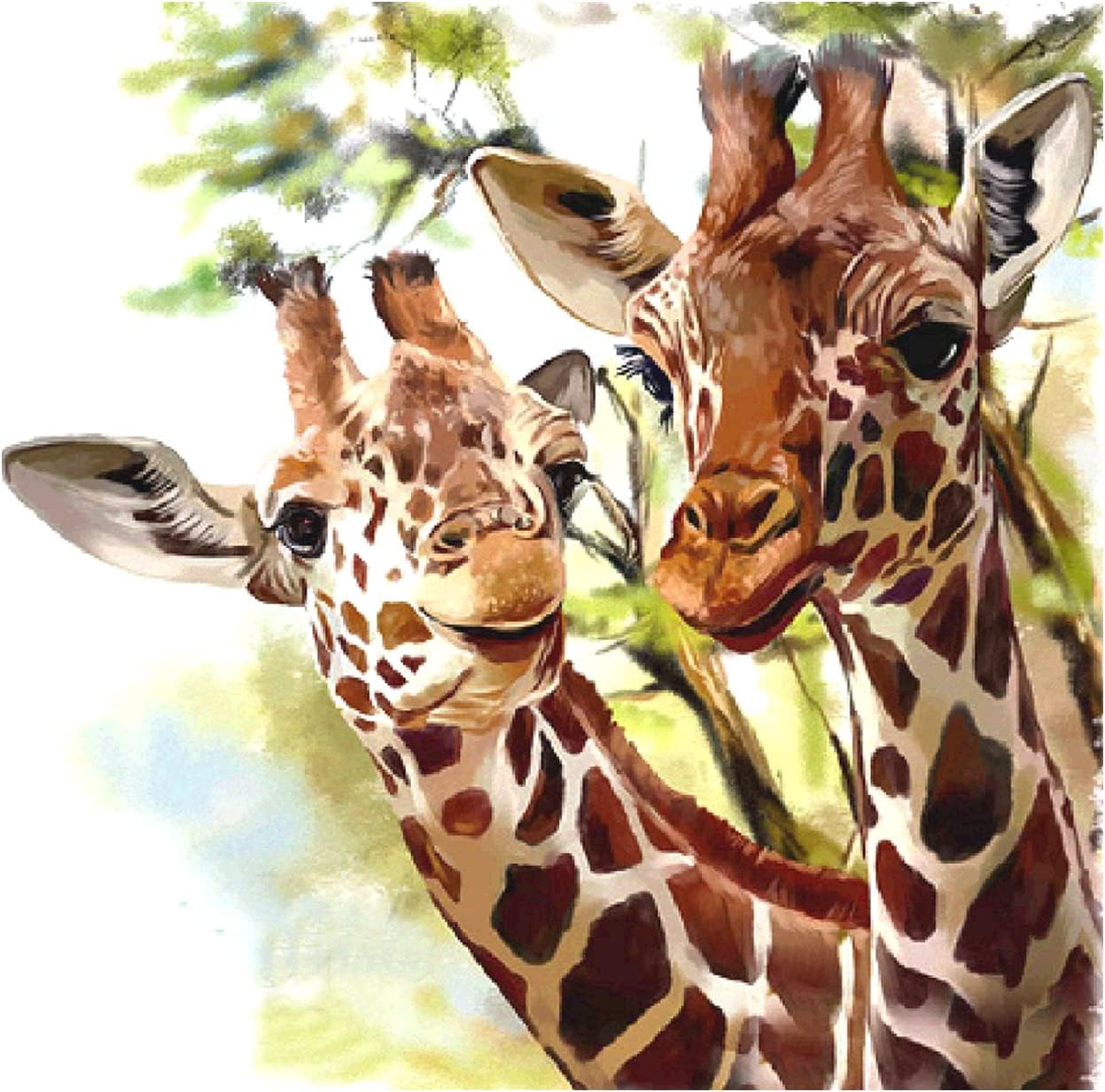 MXJSUADIY 5D Diamond Painting Kit, Giraffe, Diamond Painting Kit for Adult, Diamond Art, Painting by Numbers Kits, Two Giraffes Dimond Picture Arts,Diamond Painting, Crystal Arts Wall Decor 30x30cm