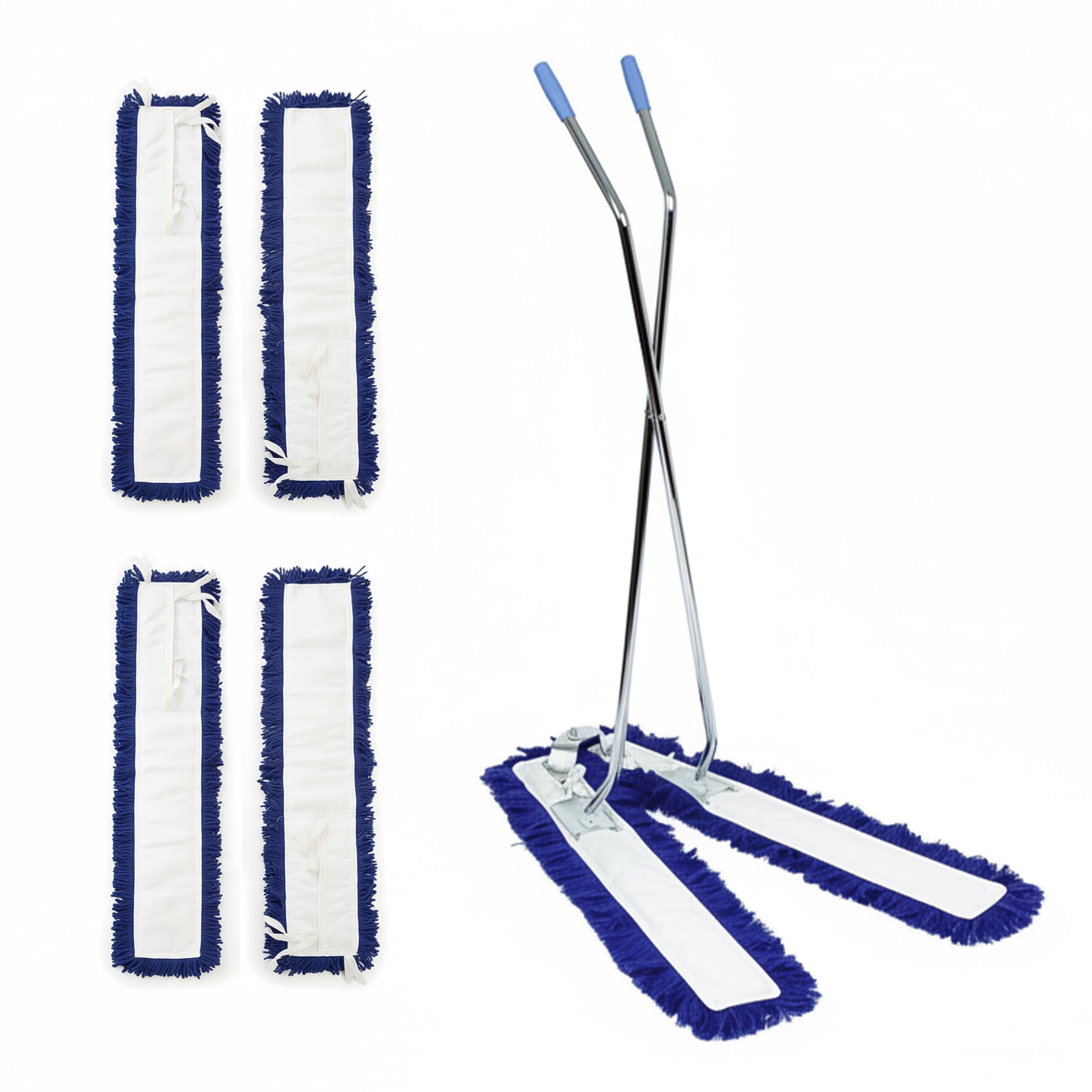 Abbey 100cm V Shaped Floor Sweeper Scissor Mop Kit for Hard Floor with 2x Additional Heads – Washable Industrial V Sweeper Mop Easily Catches Dust from Floors