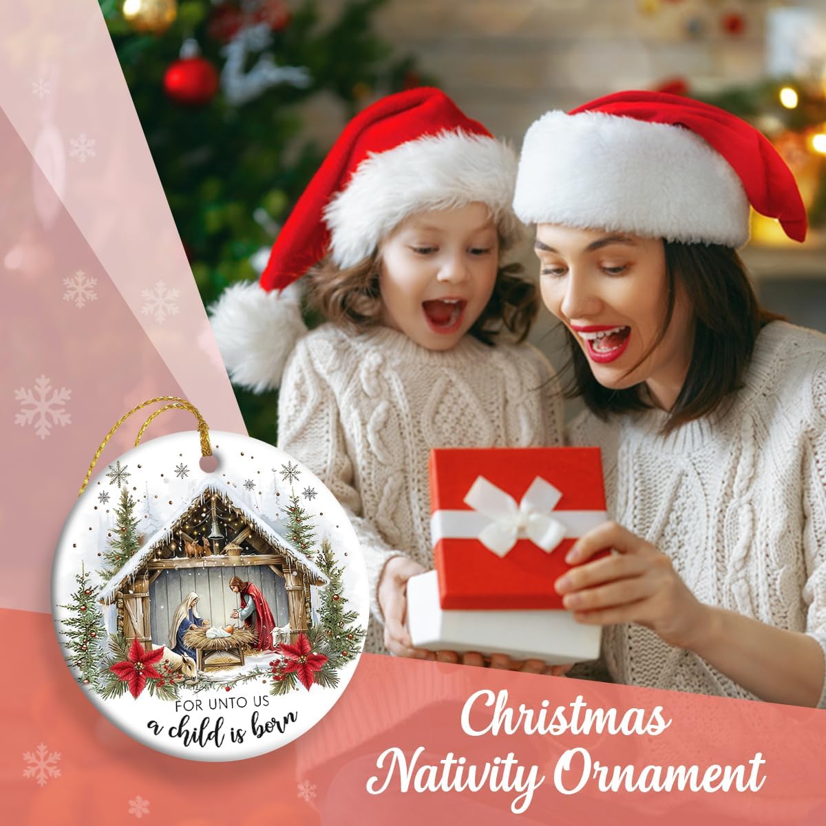 Christmas Nativity Scene - Religious Christmas Ornaments 2025, Jesus for Tree Decorations, Gifts for Christian Women, Ceramic Christian - Image 5