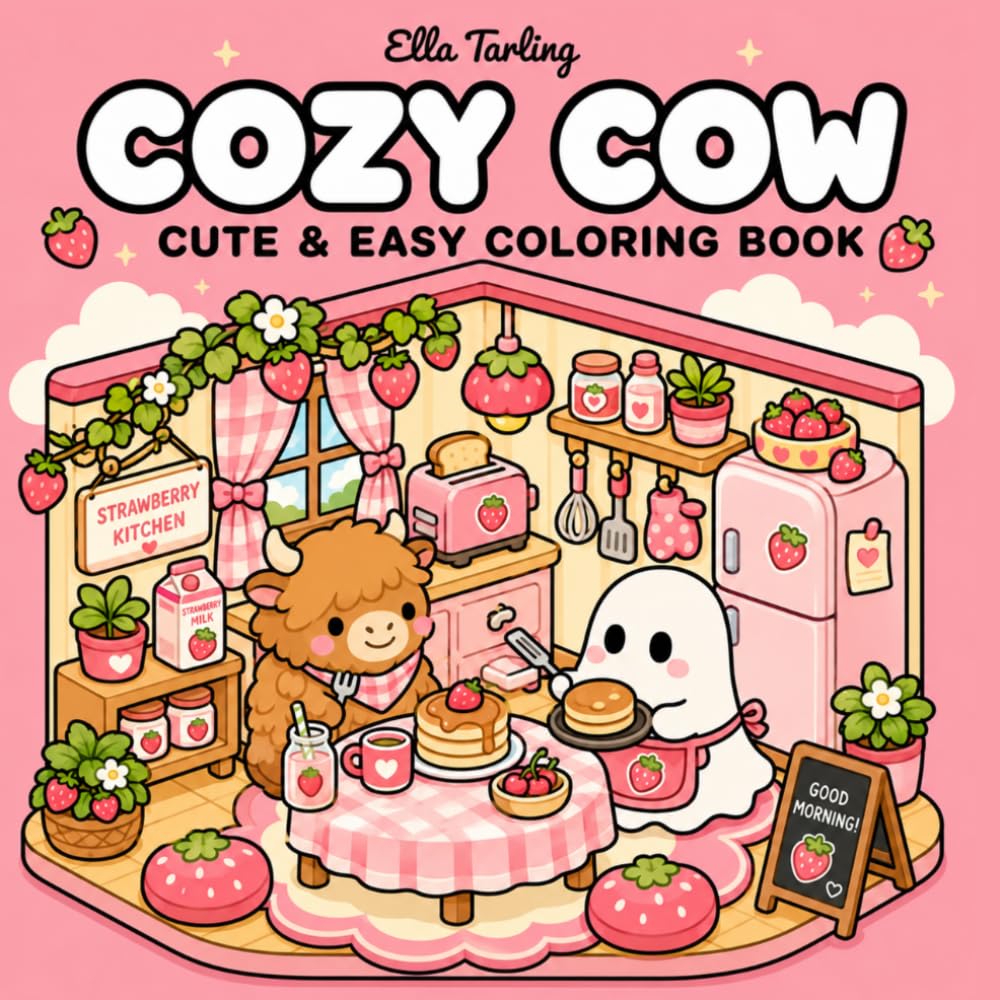 Cozy Highland Cow Coloring Book: Bold & Easy Coloring Pages with Adorable Farmhouse Rooms and Relaxing Animal Scenes (Cozy Animal Corners Coloring Series)