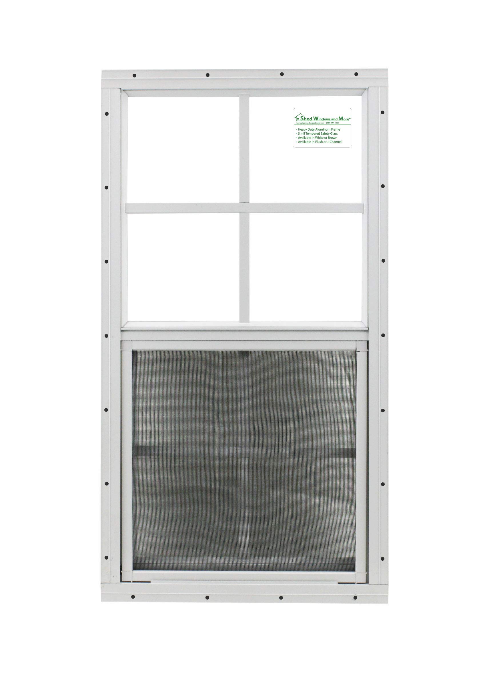 Shed Windows and More 14 X 27 White Aluminum Flush Mount Window Safety/Tempered Glass Playhouse Window Chicken Coop Windows