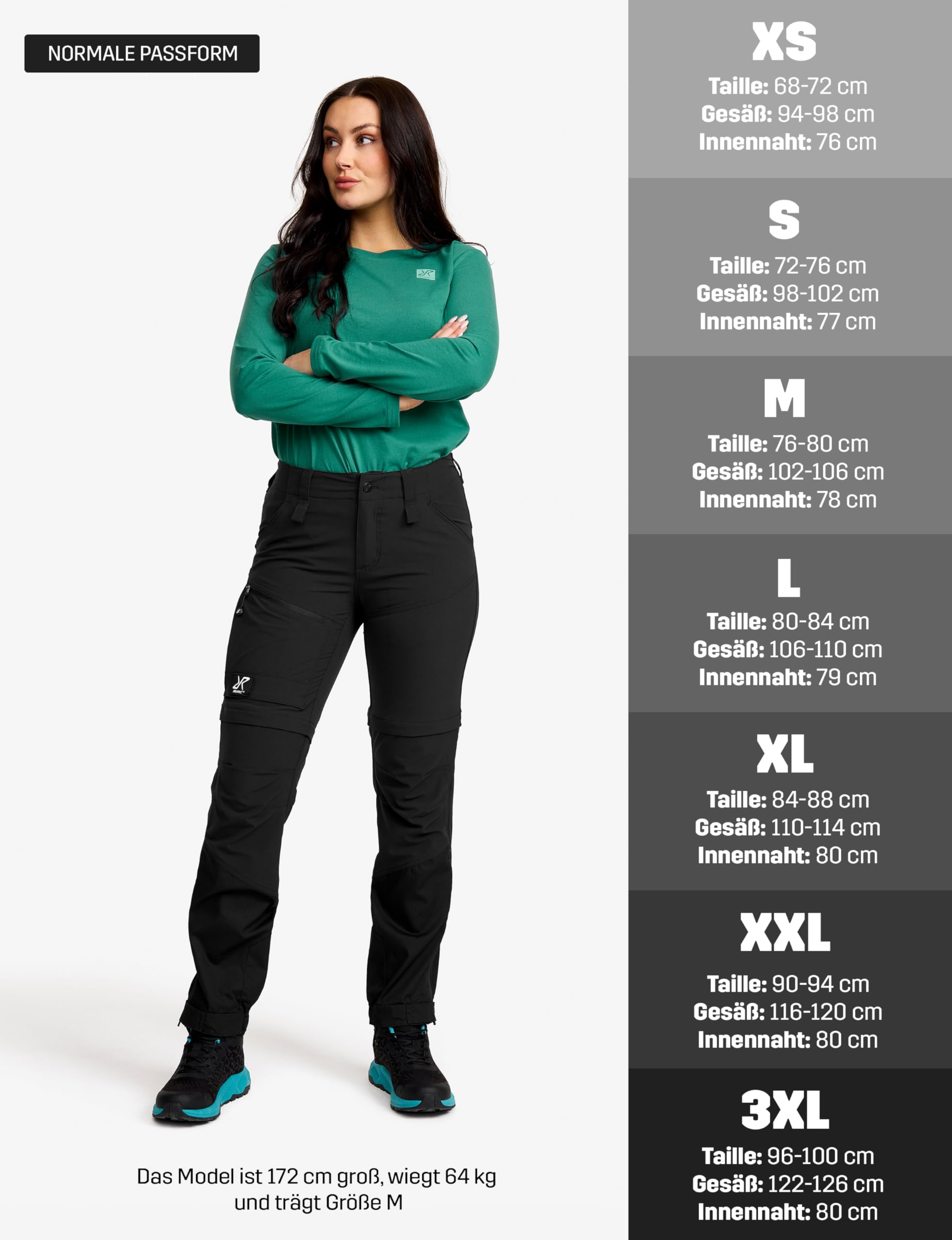 RevolutionRace Range Pro Stretch T Zip-Off Pants für Damen, Wandelbare Wanderhosen für Outdoor-Aktivitäten