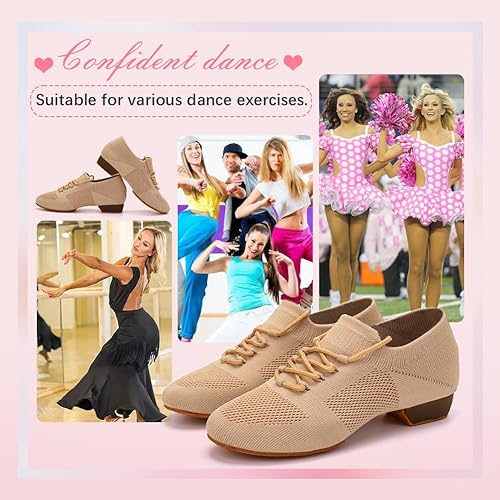 Miniatura 6 de YKXLM Zapatos de práctica estándar para mujer, zapatos de baile social para principiantes, zapatos de práctica de baile para mujeres, tacón bajo