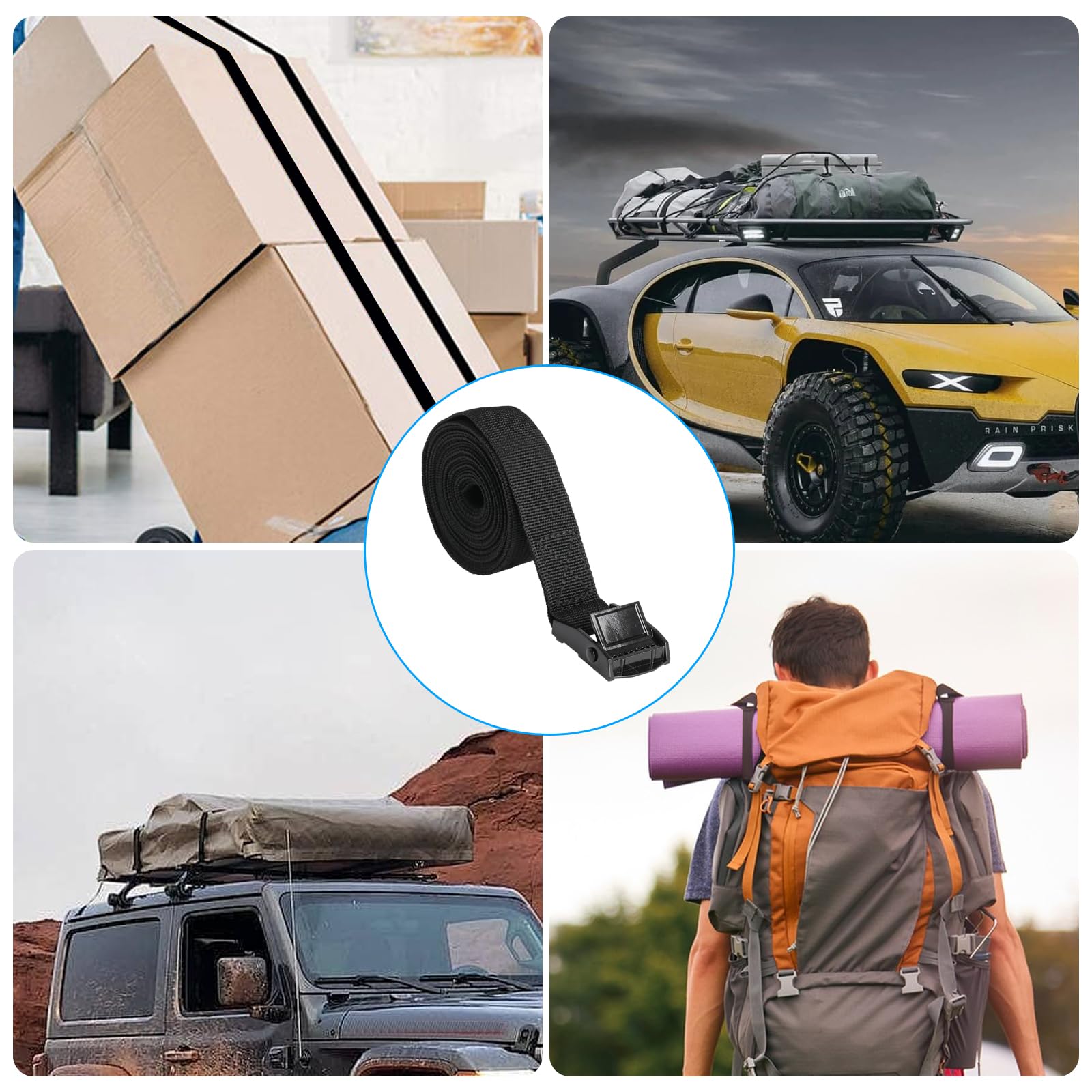 Kit di 2 cinghie per scatola batteria da 118 pollici / 10 piedi (300 cm / 3 metri), staffa in acciaio inossidabile e viti per barca, auto