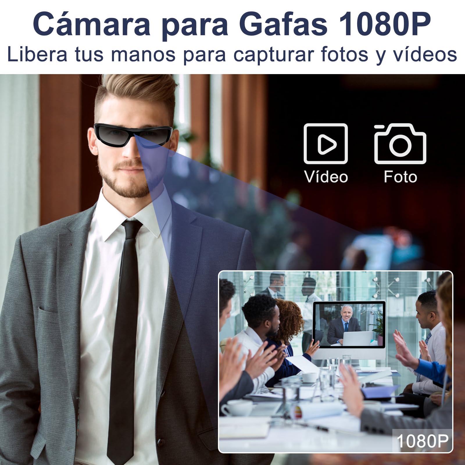 LXMIMI Deporte Gafas de Cámara, Gafas de Sol Cámara Oculta HD 1080P, Mini Deporte Gafas de Sol Cámara de Vídeo, Bicicleta/Motocicleta Cámara de Acción para Tomar Foto y Vídeo
