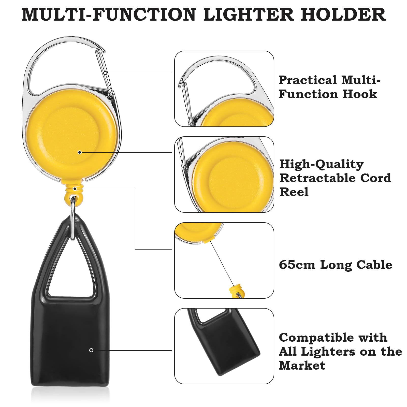 8 pz Porta Accendino estensibile Accendini con Cavo Retrattile, Accendino Holder Sleeve Clip Accendini Copertura Protettiva per Lighters e Monouso, Pratico e Anti-Perdita