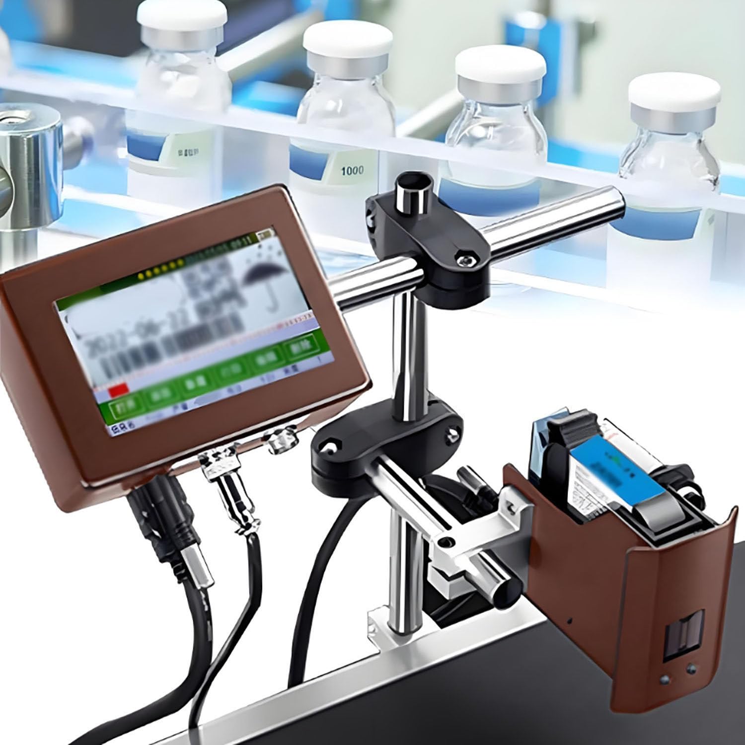 Imprimante à Jet d'encre Industrielle, codeur à Jet d'encre en Ligne 12,7 mm/25,4 mm, codeur de Date, imprimante d'étiquettes Commerciale avec écran Tactile, pour Logo, Graphique T6Plus