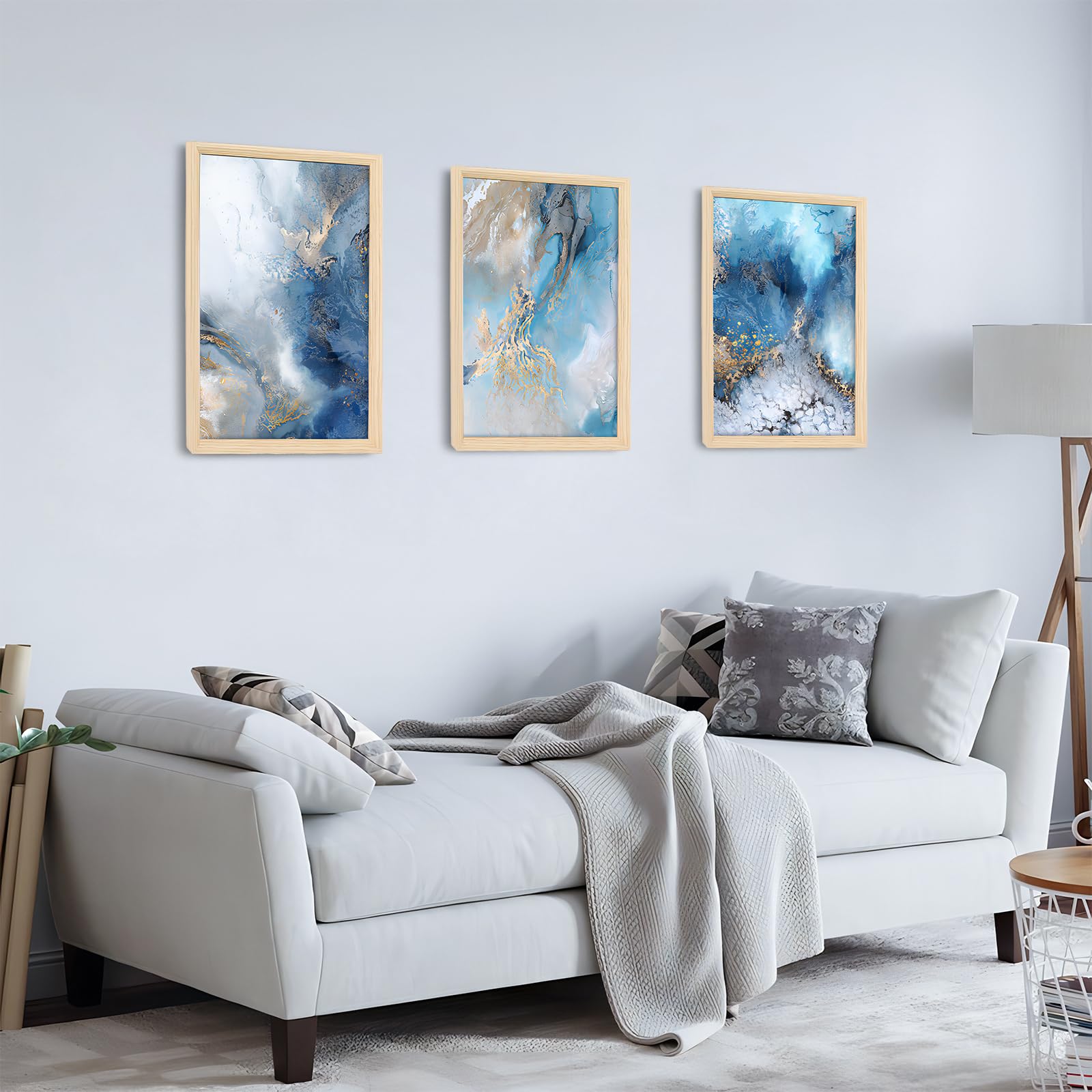 3 Pcs Wooden Framed Canvas Wall Art Set Bohemian Sage Green Canvas Prints Poster Geometric Line Beige Green Pictures for Living Room Bedroom Dinning Room Hallway Stairs Wall Decor 30x40cm x3pcs — view 81