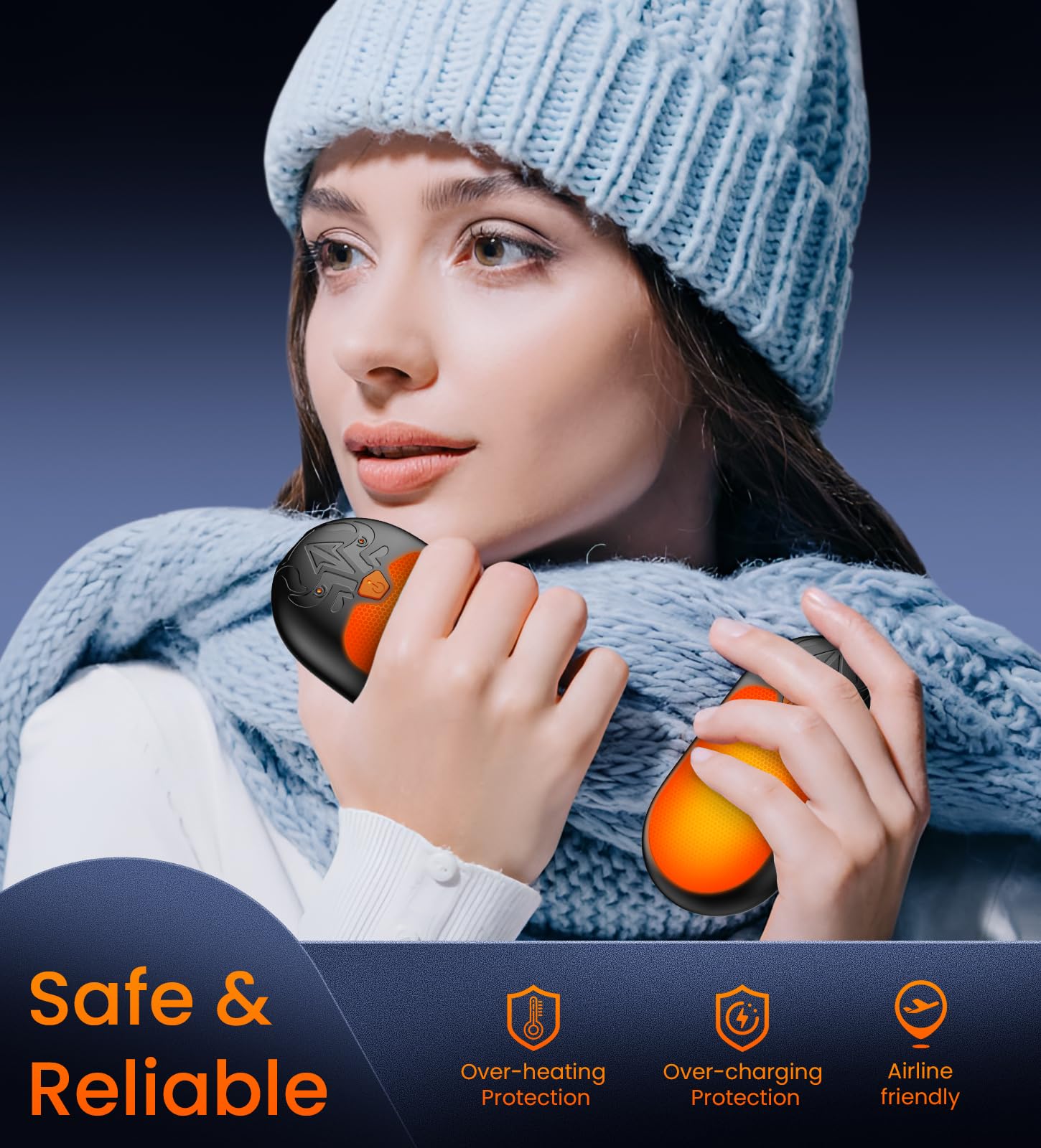 Calentadores de manos recargables, 2 unidades, calentadores de manos eléctricos de 24 horas de largo, calentadores de manos portátiles magnéticos con 3 ajustes de calor, regalos para hombres, mujeres,