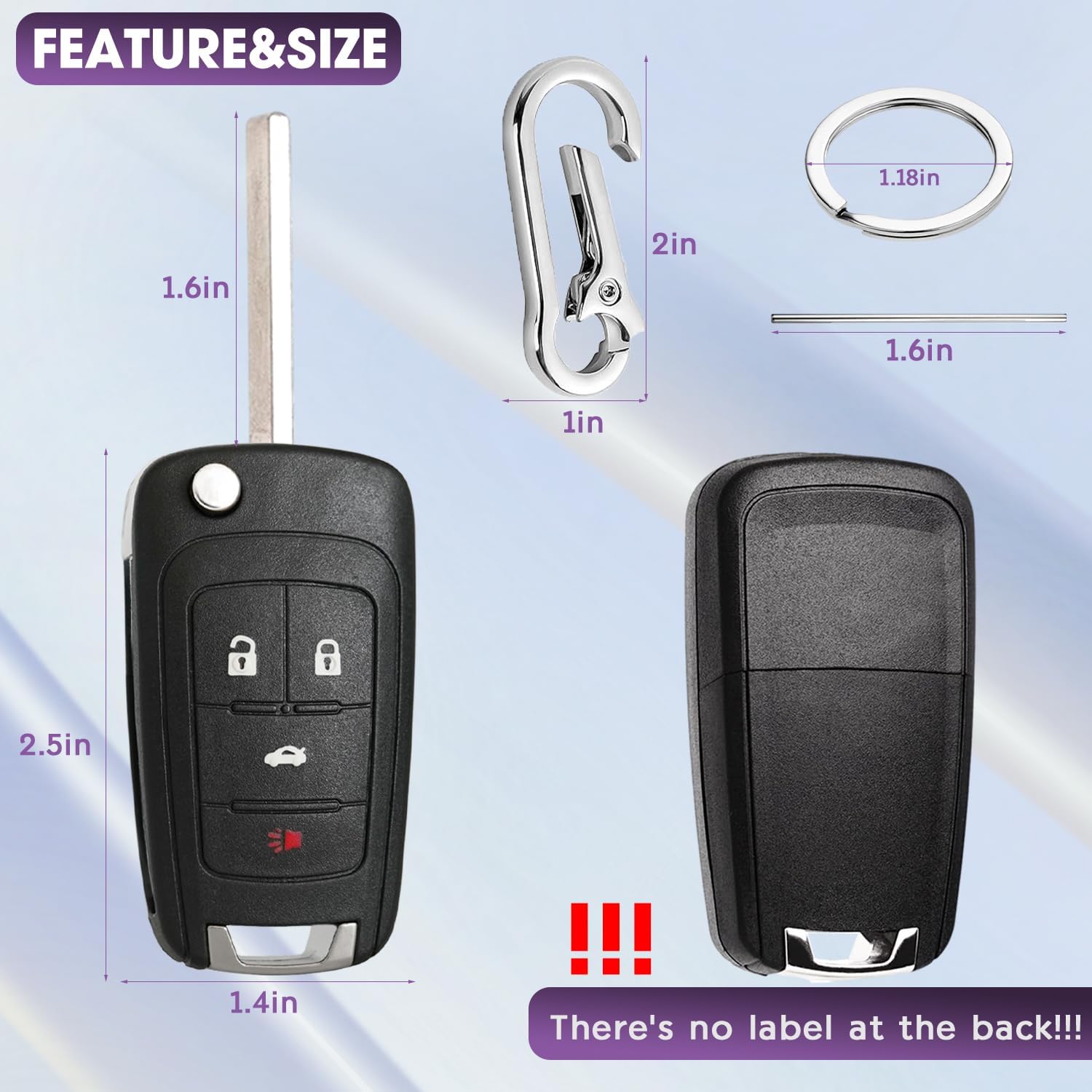 4 Button Keyless Entry Remote Control Flip Key Fob Replacement for Chevy Cruze Equinox Impala Camaro Malibu Sonic and GMC Terrain Buick Regal Lacrosse Verano Encore 2010-2019 315MHz with Chip - 2 Pack