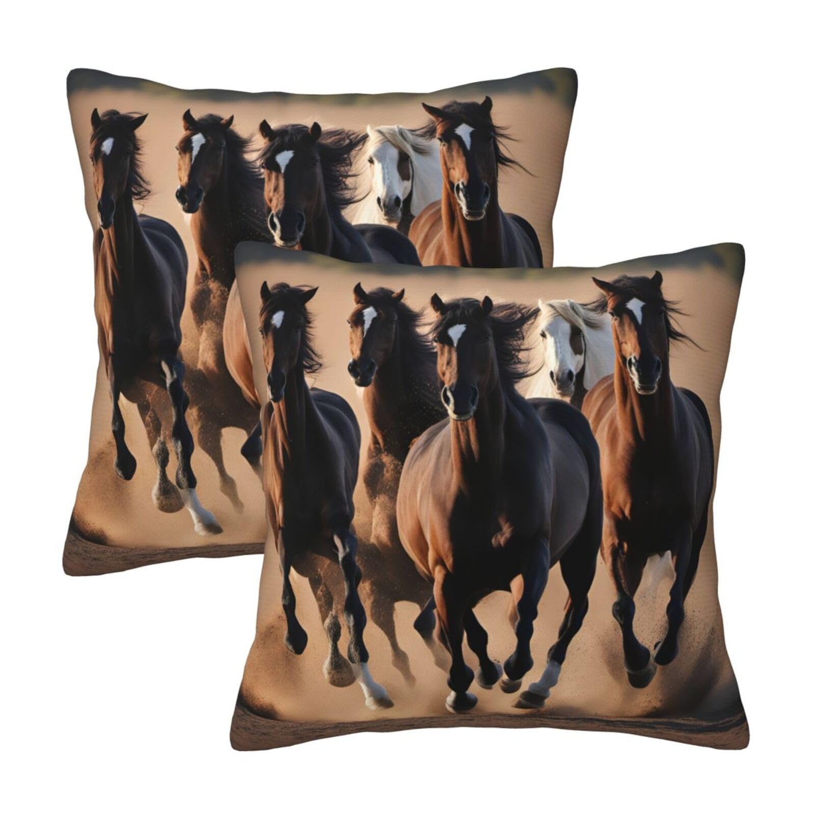Housse de coussin imprimé chevaux décoration extérieure de balcon et terrasse