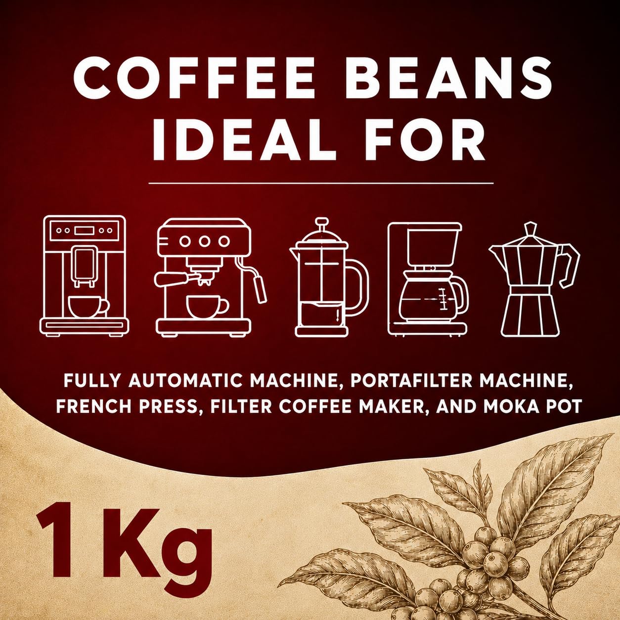 UMBRELLA KUGA Caffè Crema in grani 1 kg, chicchi interi, tostatura lenta belga, 50% Arabica & 50% Robusta, delicato e fruttato, cremoso, per macchina automatica, espresso, French Press & moka