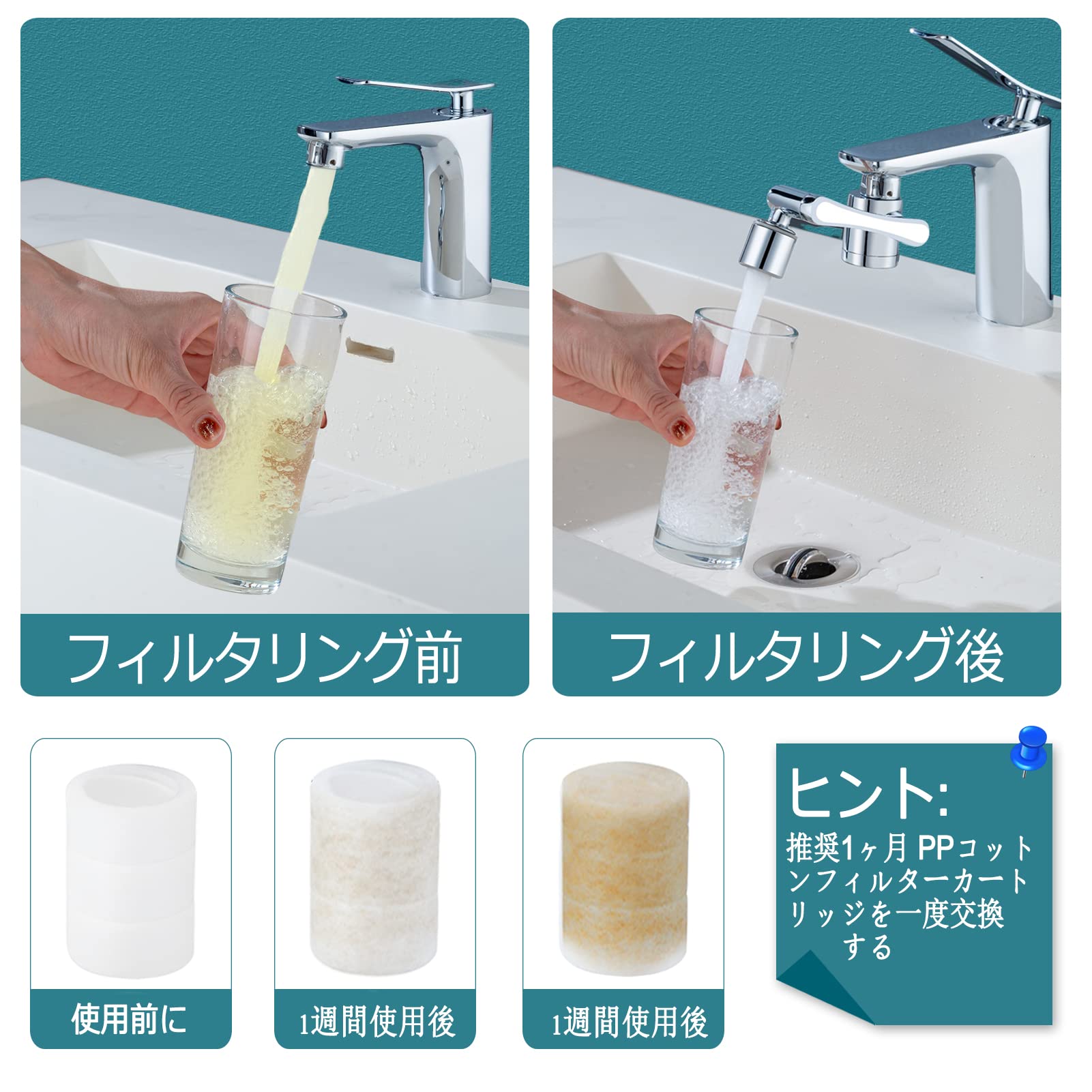 Amazon.co.jp: 蛇口 シャワー フィルター付き蛇口 延長‎[フィルター