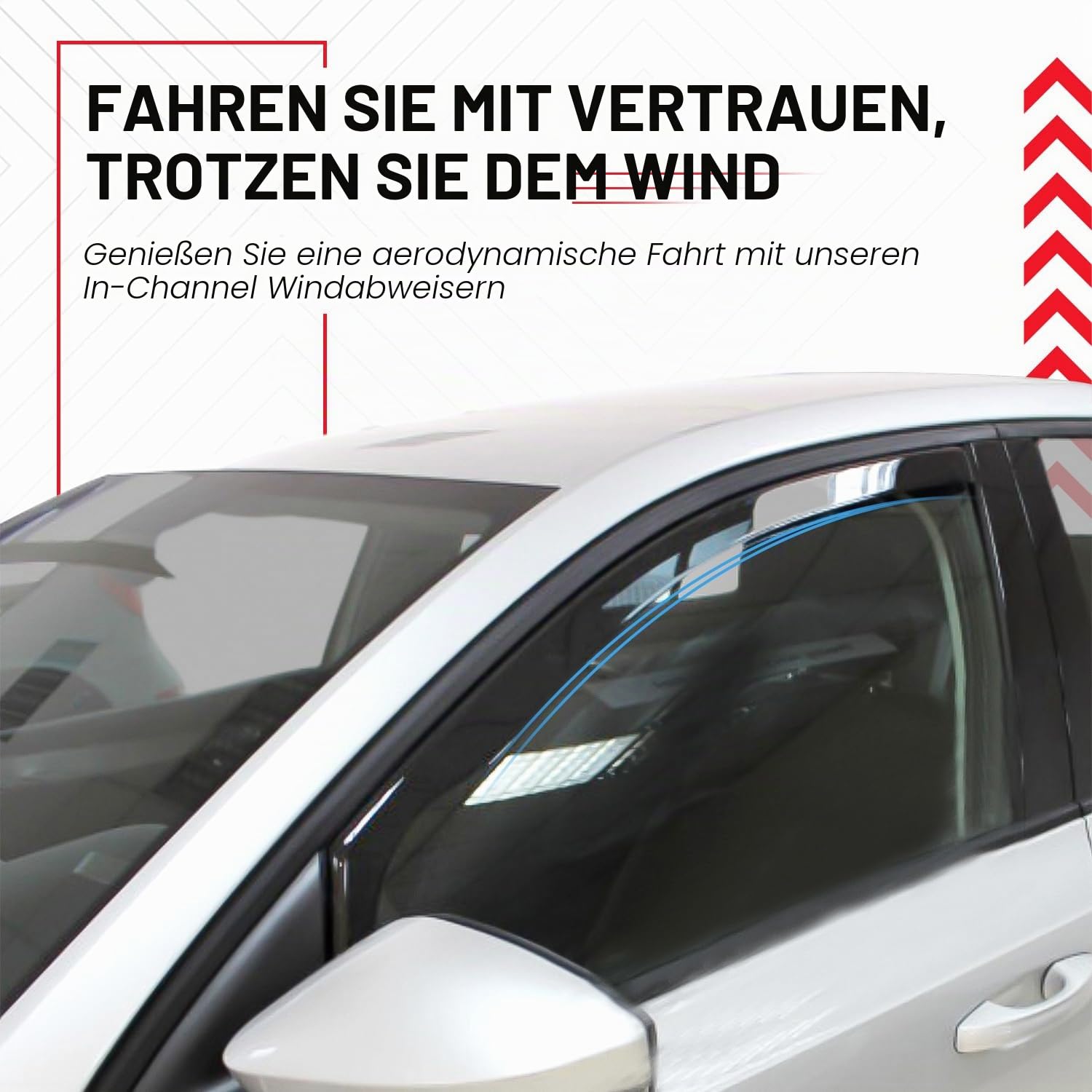 Set mit 2 Windabweisern IN-CHANNEL-Typ Kompatibel mit VOLKSWAGEN CADDY & FORD TOURNEO CONNECT 2021 bis 2025 Modelle Acryl-Seitenblenden Fensterabweiser VW CADDY