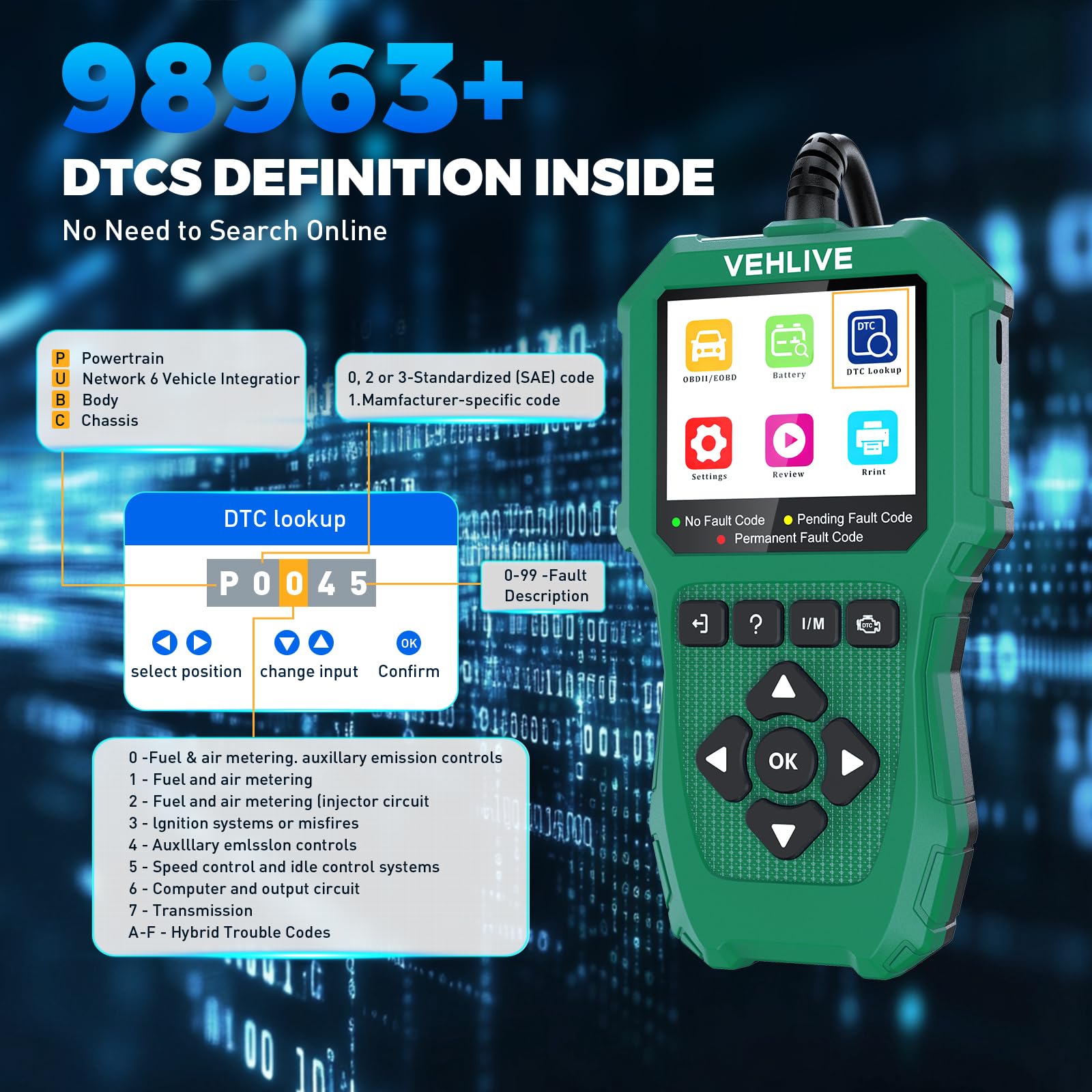 Outil de mesure de diagnostic de système de moto, scanner OBD2 avec test de tension, lecteur de code défaut de moto avec test rapide compatible avec Yamaha, Honda, Kawasaki, Generation, KYMCO