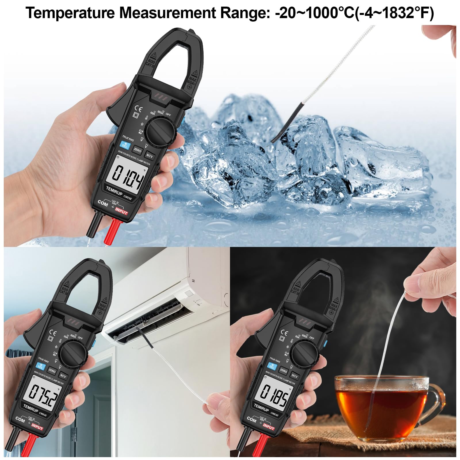 Clamp Meter 6000 Counts TRMS, 600A AC/DC Amp Meter, Multimeter Tester — Amazon image 7