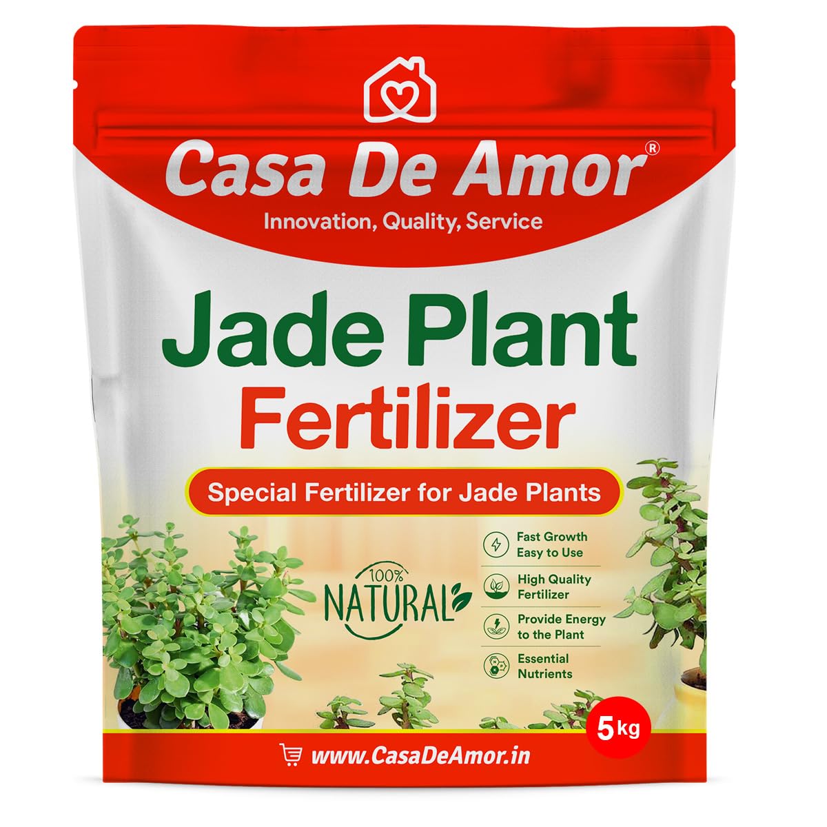 Casa De Amor Organic Jade Plant Plant Food, Heathier Greener and Shinier Leaves | Jade Good Luck Feng Shui Plant Booster (5 Kg) (B09K5F23DW) Amazon Price History, Amazon Price Tracker