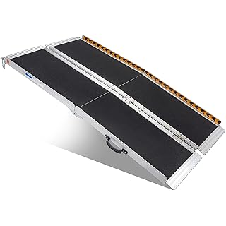 Wheelchair Ramps for Steps, 5FT Portable Aluminum Wheelchair Ramp for Home, Non-Skid Threshold Ramp for Doorways, Curbs, Stairs, Foldable Mobility Scooter Ramp