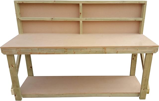 Wooden MDF Workbench With Back - Work Table Handmade Strong Heavy Duty - Made From Construction Grade Timber (4ft)