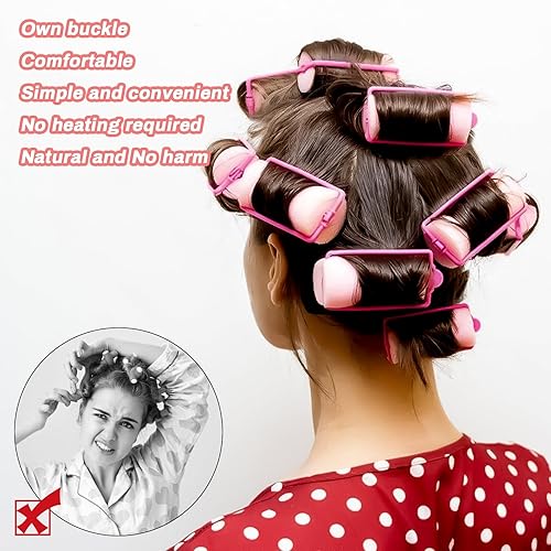Miniatura 4 de 24 rodillos de espuma para el cabello, rodillos de esponja grandes de 1.89 pulgadas para rizadores de cabello sin calor para cabello corto/largo,