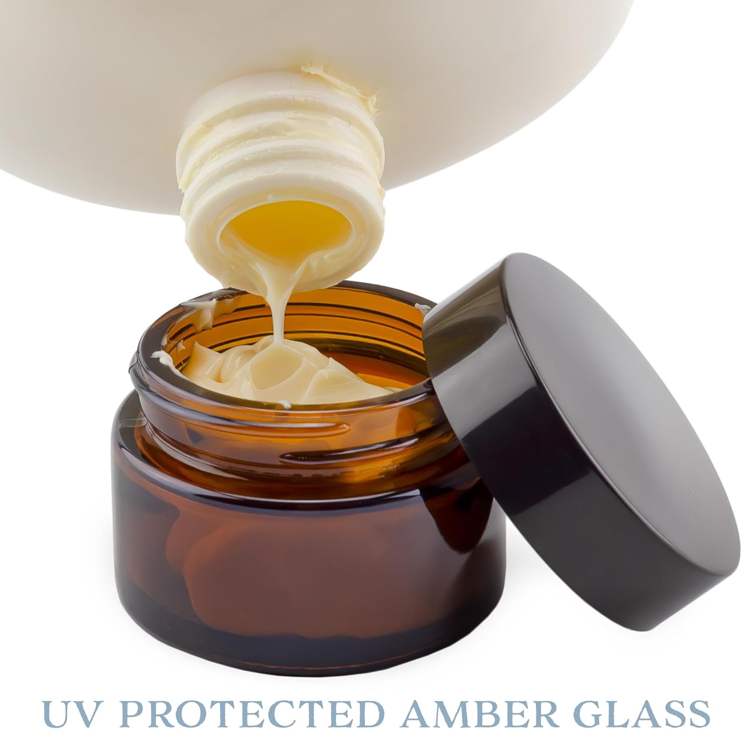 Cornucopia Brands 1, 2 & 4-Ounce Amber Glass Straight Sided Jars (Combo Pack, 4 Each / 12 Total); Great Containers for Cosmetics, Lotions, Body Scrubs & Balms