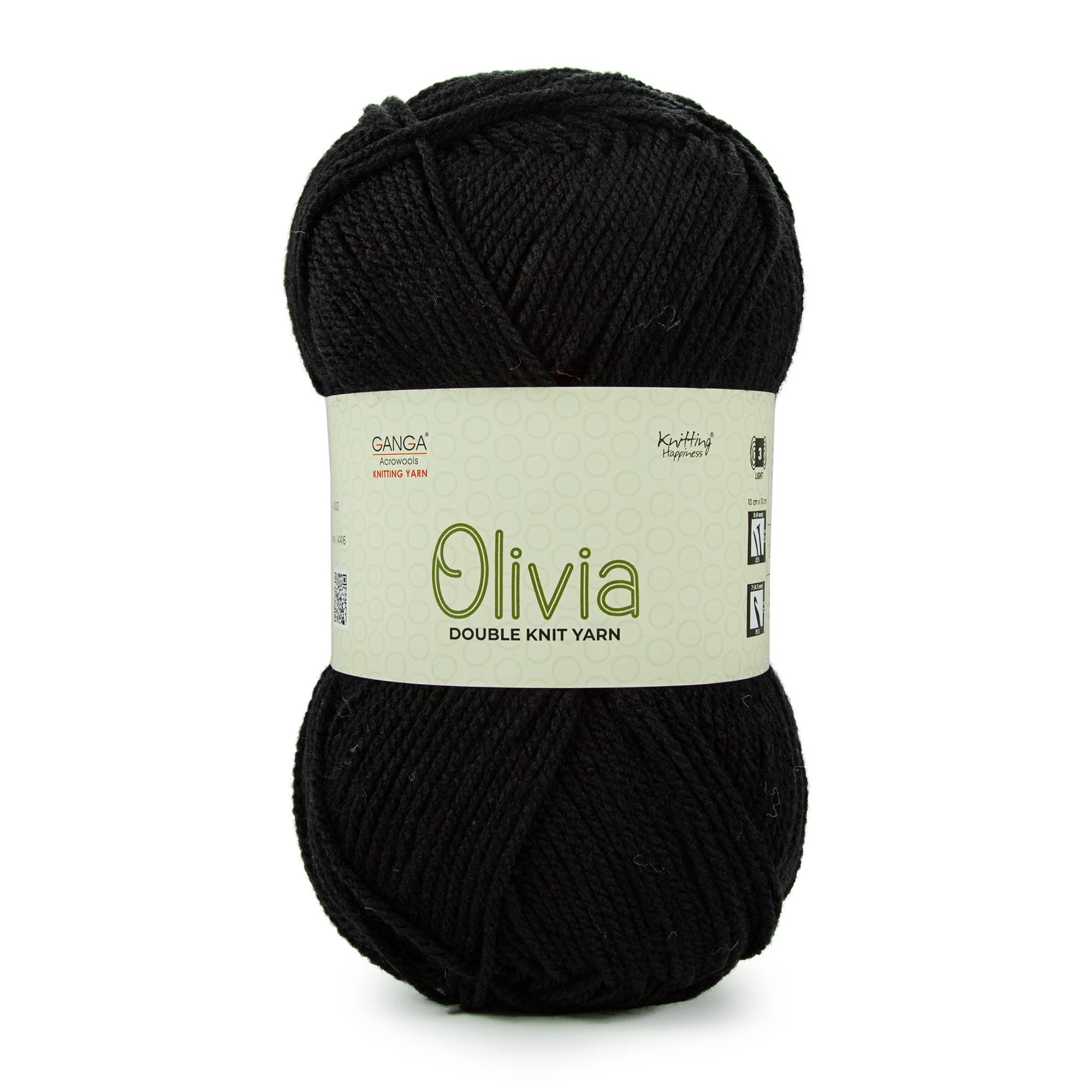 Ganga Olivia Hand Knitting and Crochet Yarn (Black) (400gms)