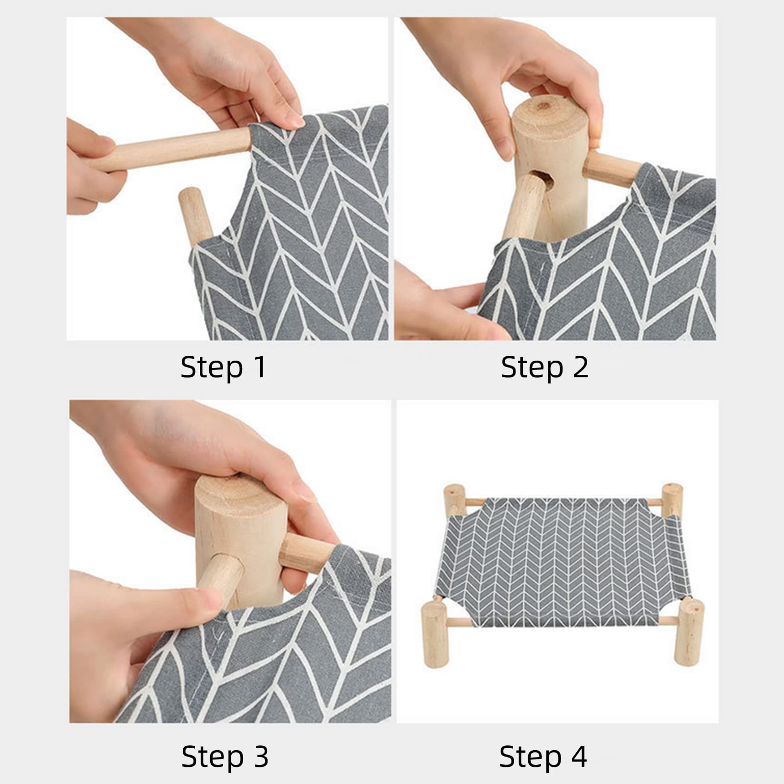 Hamaca para gatos y perros, cama para perros pequeños, de madera, para gatos, mascotas, conejos, refrigeración, elevada, para exteriores, muebles para todas las estaciones, hoja de 6