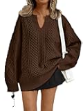 V Neck Oversized Cable Knit Sweaters for Women Trendy 2025 Fall Fashion Outfits Clothes Winter Clothing