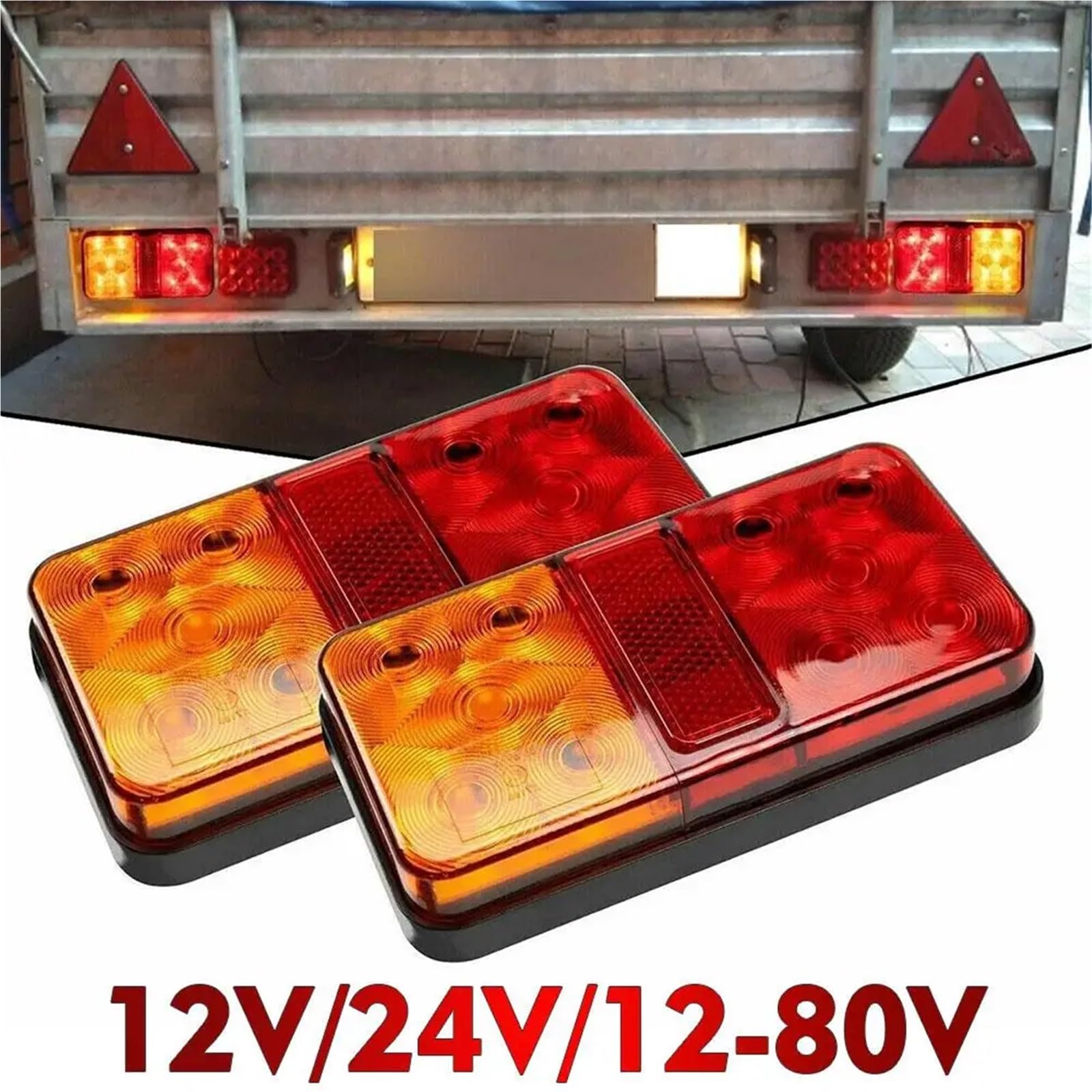 tylne światła LED 2 szt. 12V/24V/80V przyczepa ciężarówka tylna lampa wodoodporna ciężarówka światło boczne 10LED tylne światło Lampa tylna zespolona(12V)