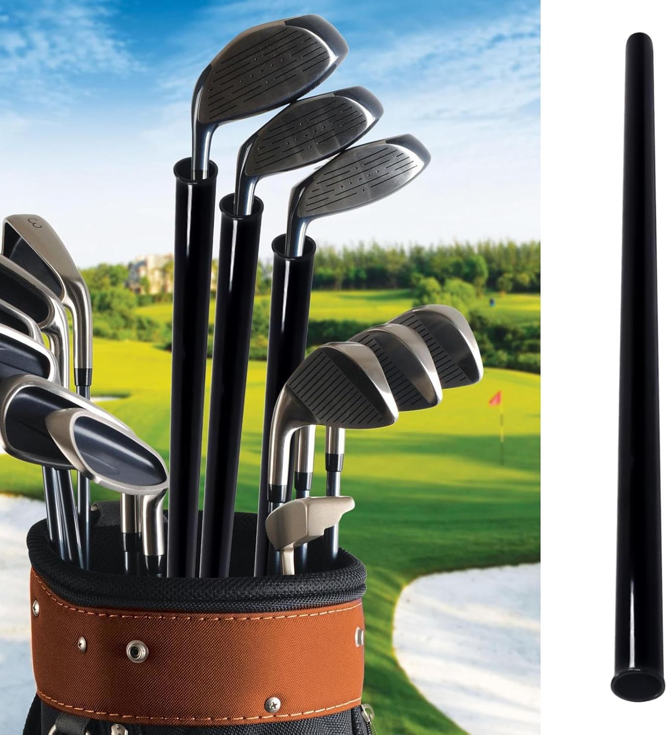 Golf Club Protector Tubes, 34 Inch PVC Golf Bag Organizer Tube with Smooth Inner Walls, Individual Golfs Shaft Storage Tubes for Club Separation and Travel Protection