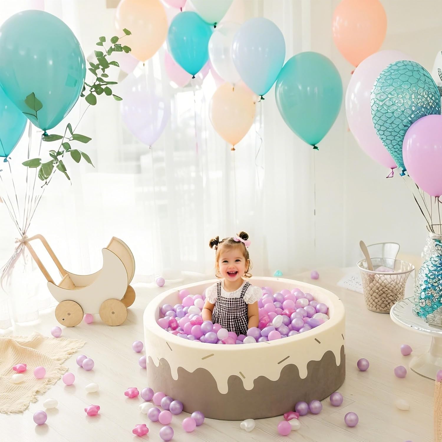 GOGOSO Ball Pit Balls,Plastics Balls for Ball Pit, Stars Hearts Shape for PastelBall for Toddlers Kids - Image 5