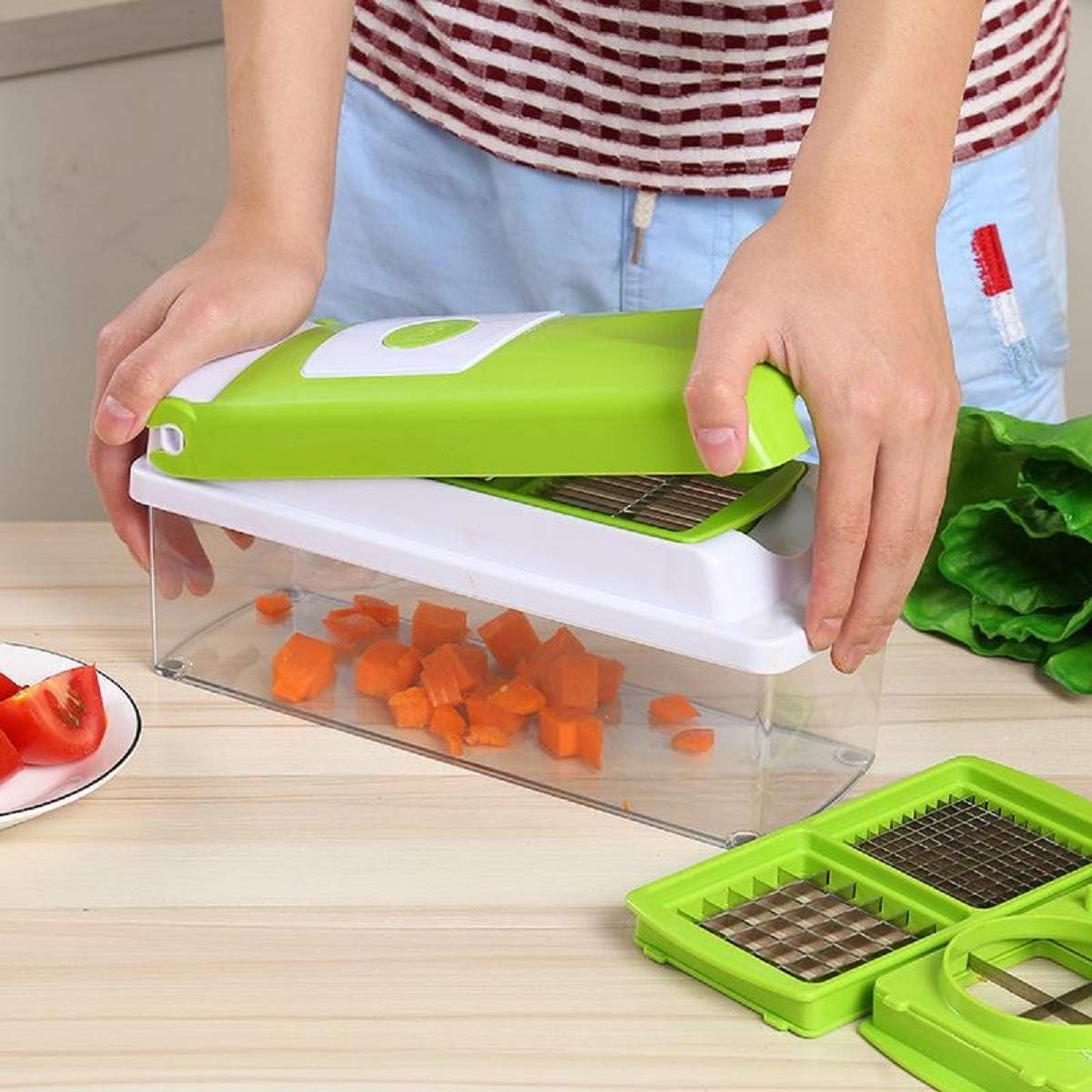 TENDULA Vegetable Chopper - 12 in 1 Slicer for Fruit and Vegetables - Mandoline for Chopping and Dicing - Vegetable Cutter with Stainless Steel Blades - Home or Chef Use Onion Chopper Potato Dicer