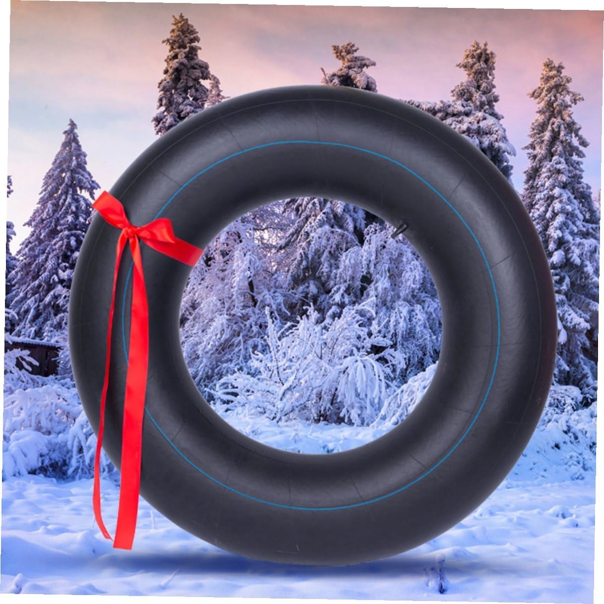 FAVOMOTO Thickened Butyl Snow Inner Tube 80cm Inflatable Sledding Float Tube for Outdoor Winter Skiing and Snow Sled Accessories
