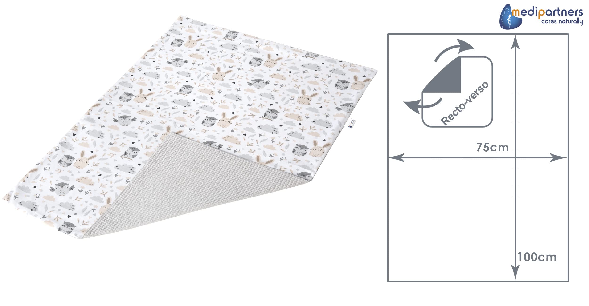 Medi Partners Coperta per Neonati 100% Cotone Waffle 75x100cm Senza riempimento Sottile Multifunzionale Bifacciale Morbido Delicate