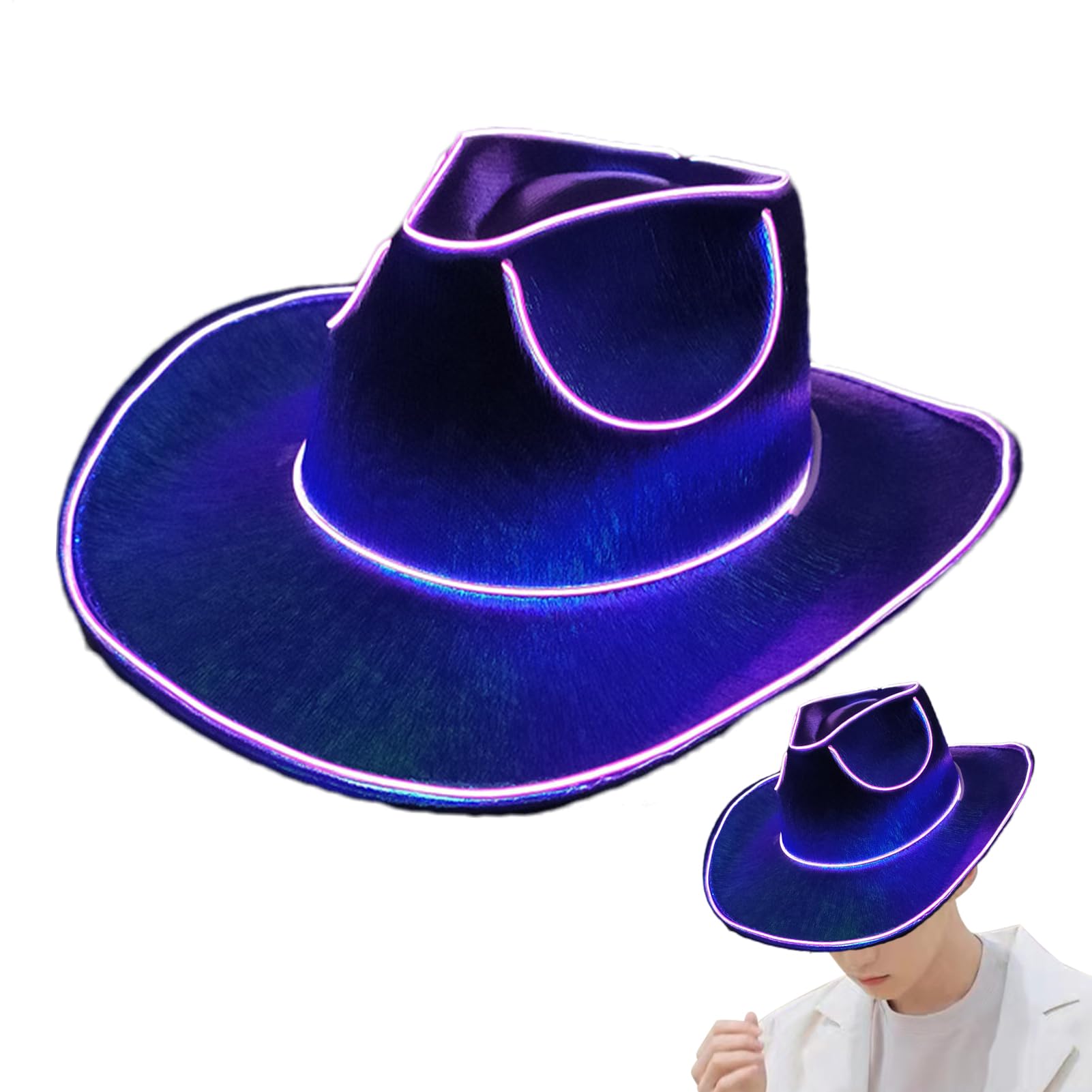 LED Cowboy Hat, Light Up Cowboy Hats, Sparkly Cowboy Hat Battery Operated, Disco Western Costume Accessories, For Disco Birthday Halloween Parties
