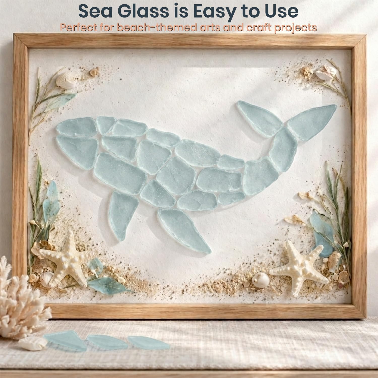 Sea Glass for Crafts – 11oz Light Blue Sea Glass Decor, Tumbled Seaglass, Beachglass for Crafts, Seaglass for Beach Accents, Coastal DIY Supply, Nautical Vase Filler