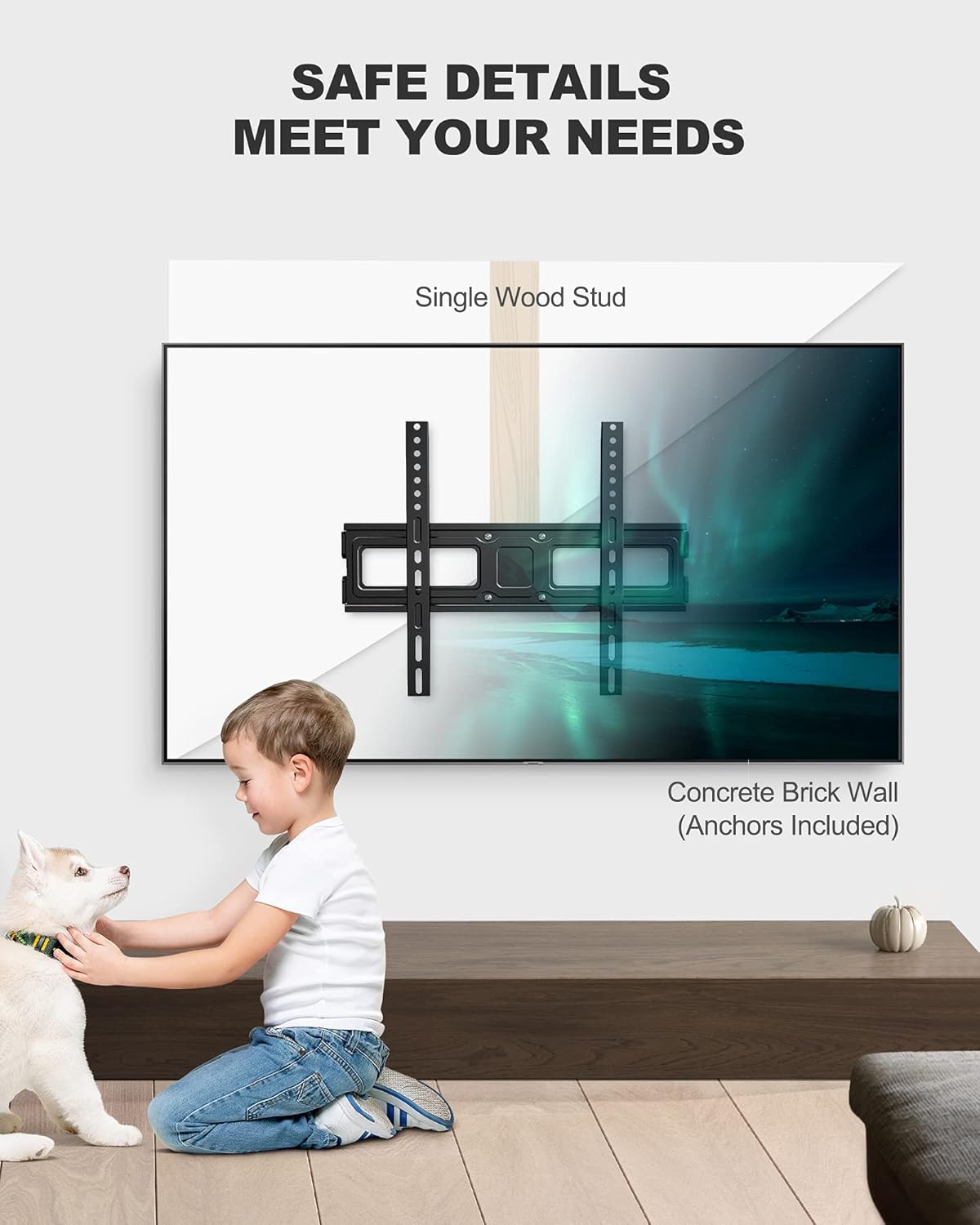 Full Motion TV Wall Mount, Heavy Duty Single Articulating Arms TV Bracket for Most 32-55 Inch Flat Curved TVs, Up to VESA 400x400mm and 77lbs, Support Swivel, Tilt, Level Adjustment