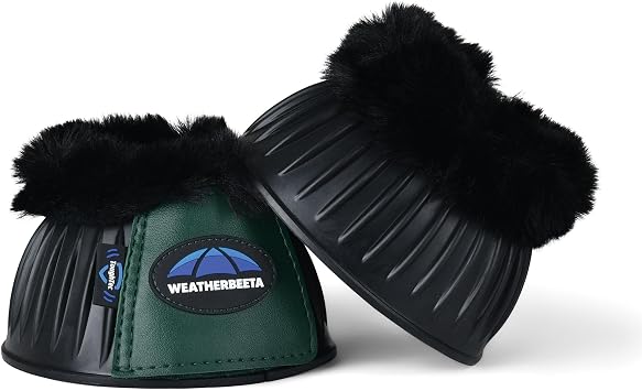 WeatherBeeta Tough-Tec Prime Fleece Trim Rubber Bell Boots, Black/Forest Green, Large