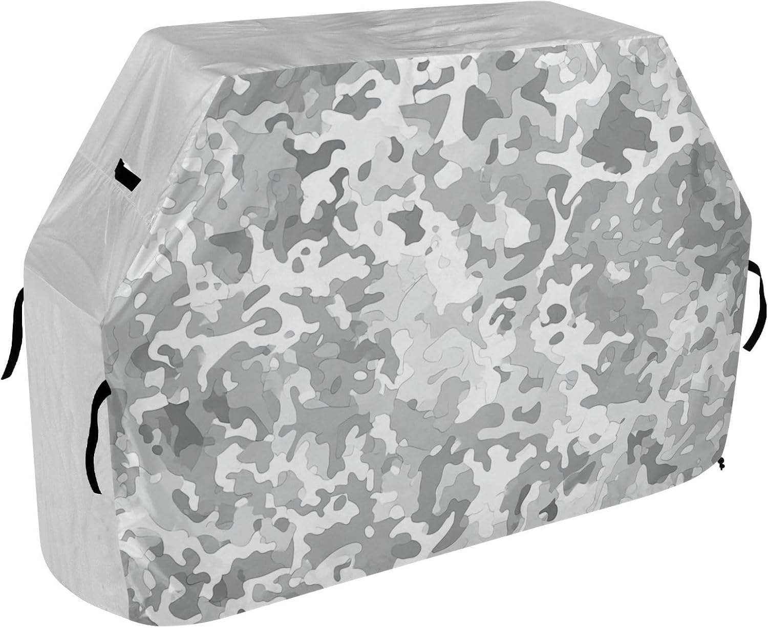 Camouflage Silver White Outdoor Charcoal Grill Cover 65 Inch Waterproof Heavy Duty Flat Top Grill Cover with Adjustable Drawstring for Dust Wind