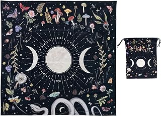 VIDAYA Altar Cloth, Thick Velvet Fabric Celtic Triple Moon Pentagram Tarot Cloth, Wiccan Witchcraft Supplies and Tools, Tarot Divination Table Cloth Astrology Tapestry and Tarot Card Bag 25 INCH