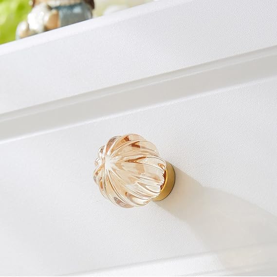 1pcs Crystal Knobs,Cupboard Drawer Pulls,Modern Kitchen Cabinet Door Wardrobe Handles Hardware,Solid Rhinestone Glass Pull Ring,with Screws,Champagnecolor-A