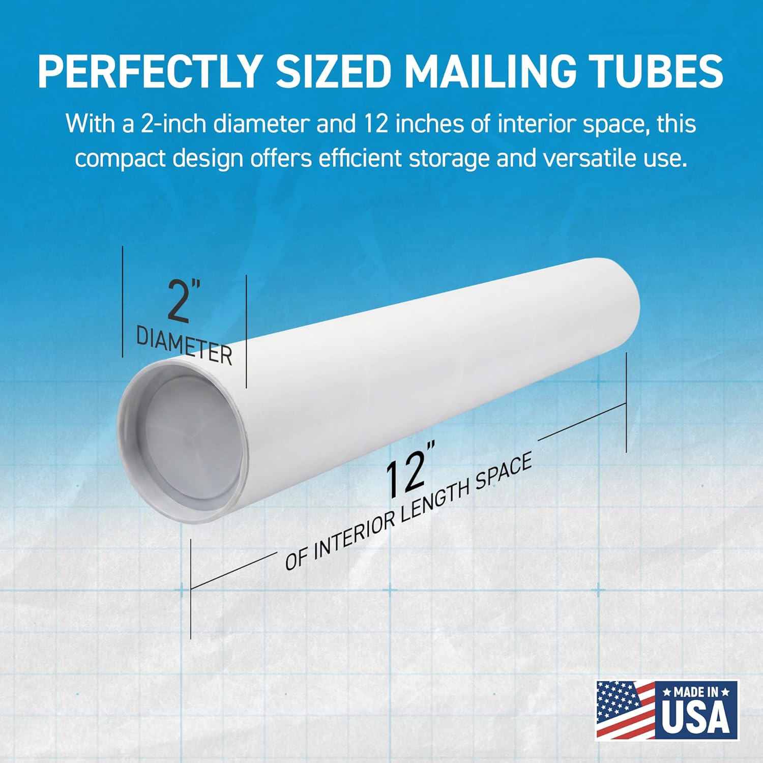 SIZE UNKNOWN. MagicWater Supply Mailing Tube - 2 in x 12 in - White - 6 Pack - for Shipping and Storage of Posters, Arts, Crafts, and Documents