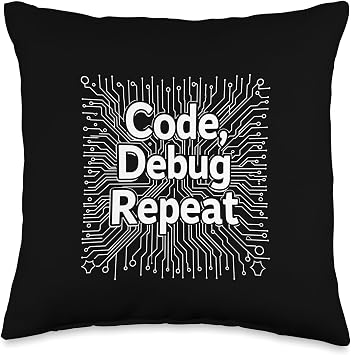 Code Debug Repeat | Coding Tee for Men & Women working in IT Throw Pillow