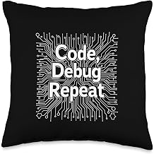 Code Debug Repeat | Coding Tee for Men & Women working in IT Throw Pillow