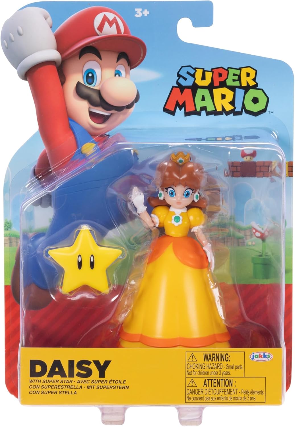 Nintendo Super Mario 4-Inch Daisy Poseable Figure with Super Star Accessory Ages 3+ (Officially Licensed)