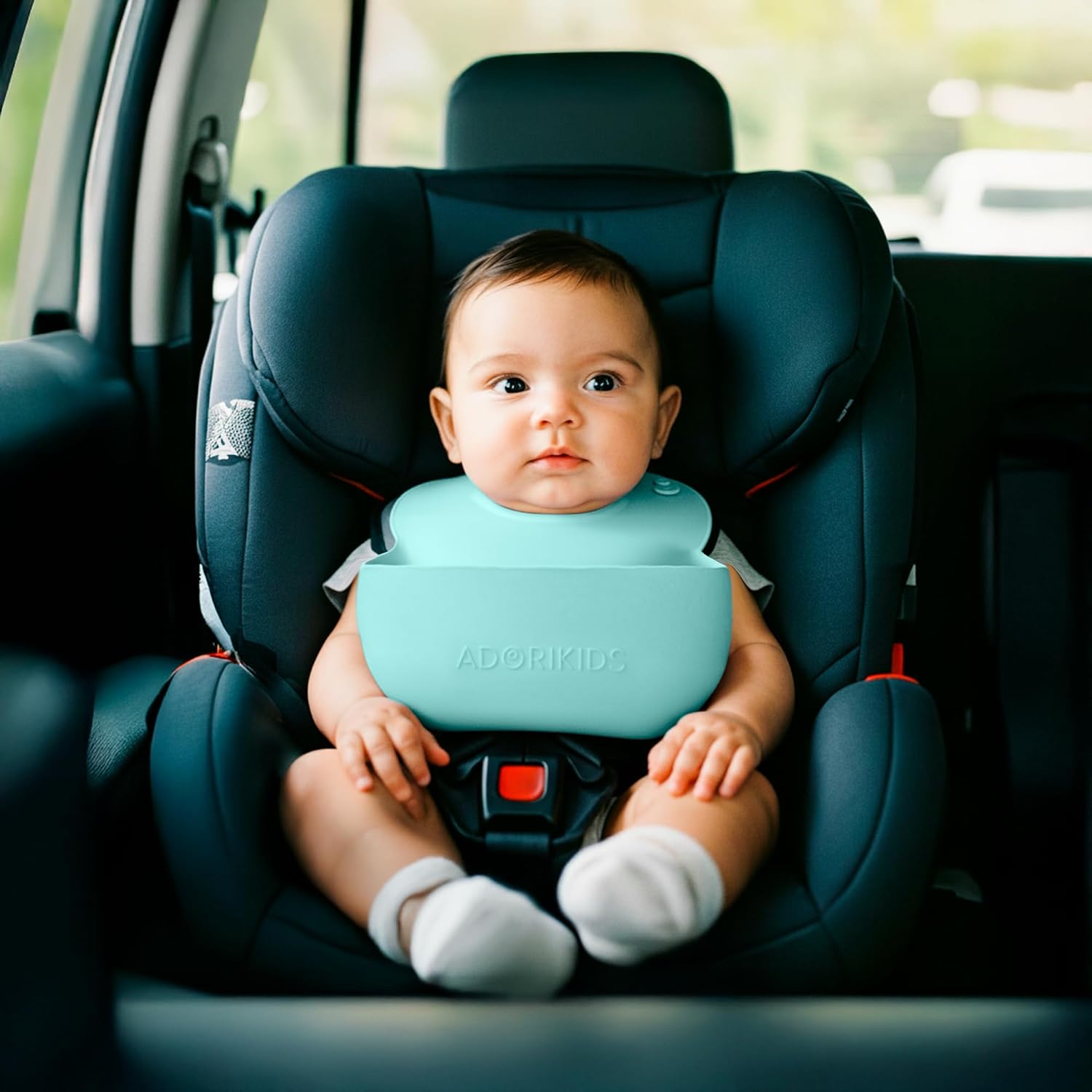 RideBib Silicone Vomit Bib with Extra-Deep Pocket for Motion Sickness Relief During Travel. Patent Pending