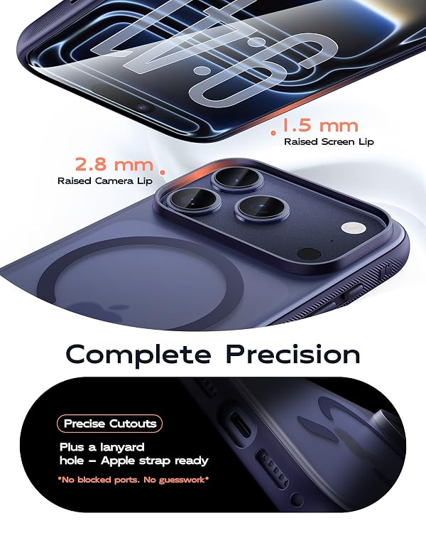 Maledan Compatible with iPhone 17 Pro Case, Camera Control Cover & MagSafe Compatible Military Grade Drop Protection Magnetic Phone Case, Textured Grip Translucent Deep Blue Cases for 17 Pro 6.3 Inch by Maledan - Used condition - Image 4